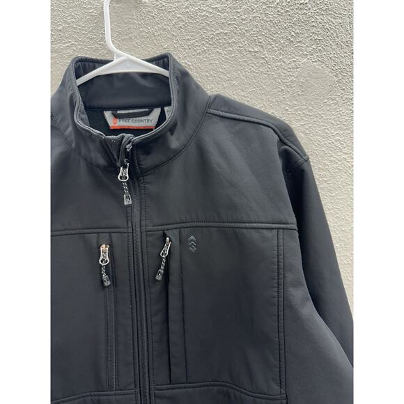 Free Country Mens Jacket Size Small 34-36 Black Fleece Lined Zip Up Soft Shell - Picture 3 of 14